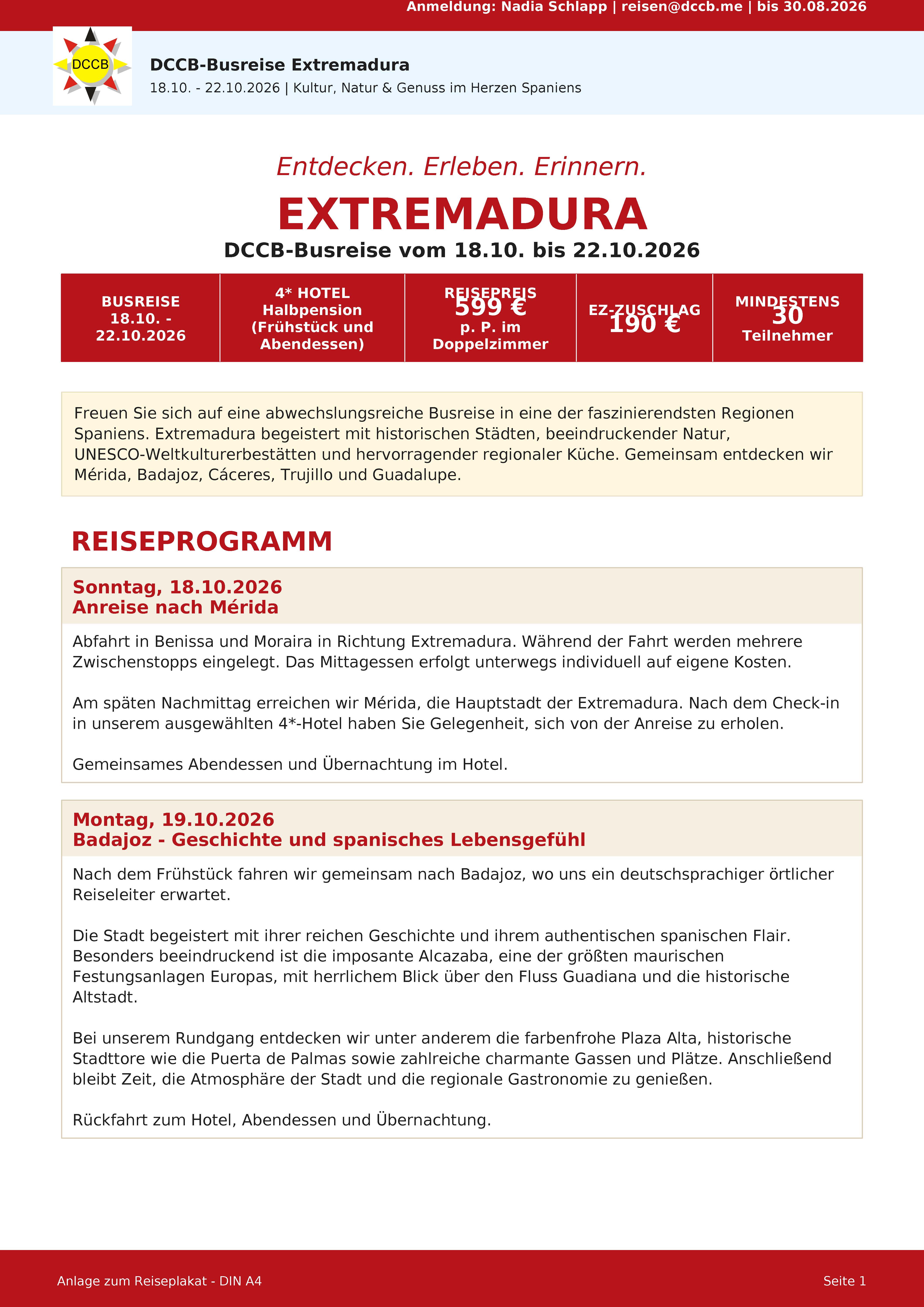 Mehrtagesreise Extremadura – 18.10. bis 22.10.2026